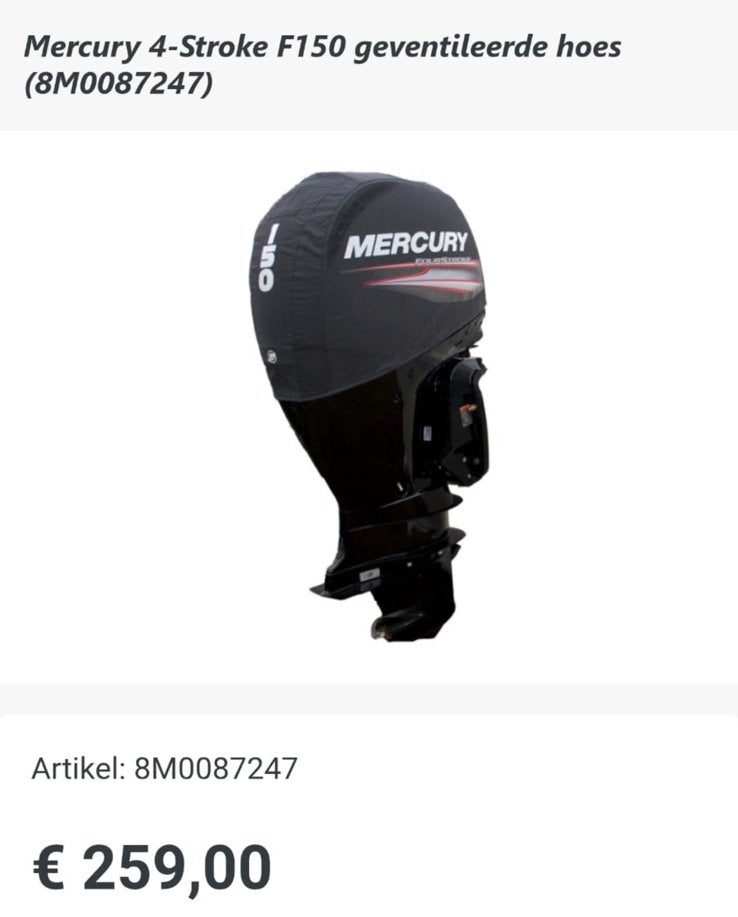 Mercury geventileerde hoes nieuw!, Watersport en Boten, Ophalen, Nieuw, Motor en Techniek