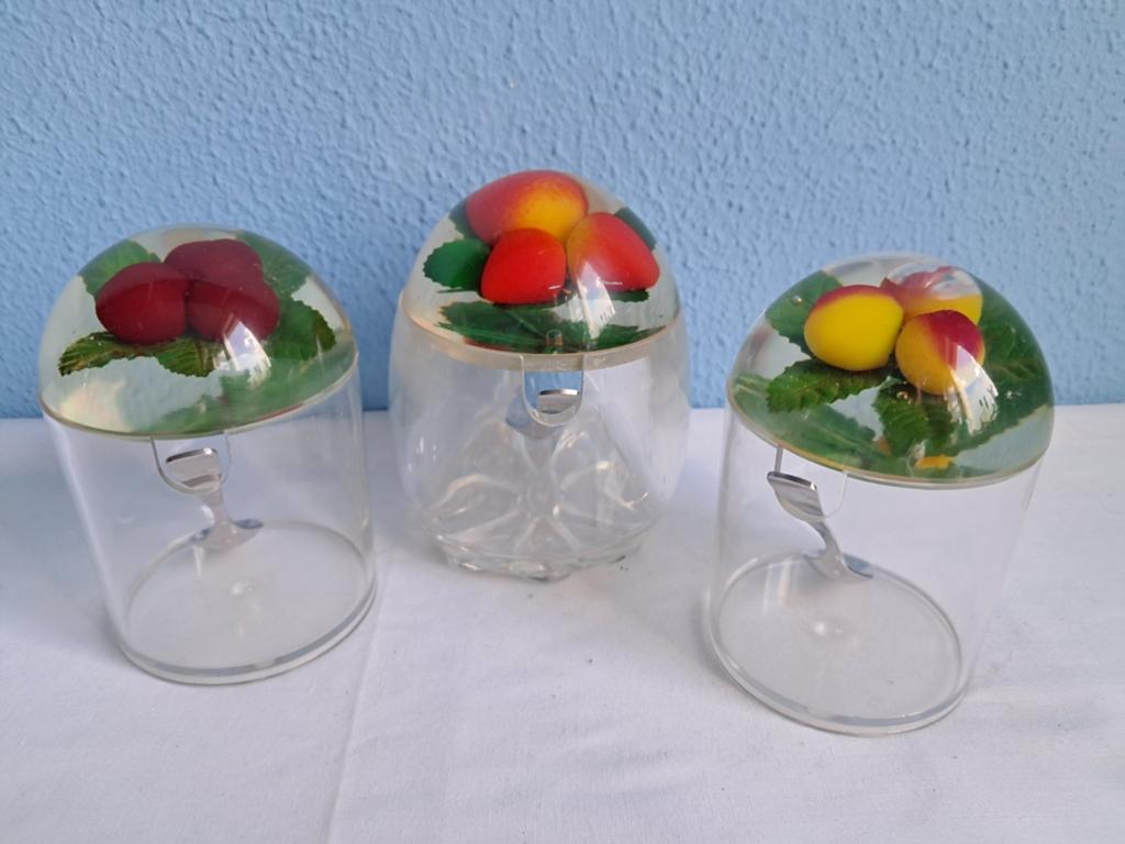 Verschillende vintage Lucite (acryl/plexiglas) jampotten., Antiek en Kunst, Ophalen of Verzenden