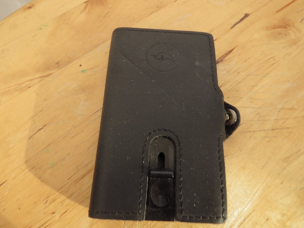 zwarte leren rhino rfid wallet voor pasjes en cash, Overige merken, Gebruikt, Zwart, Ophalen of Verzenden