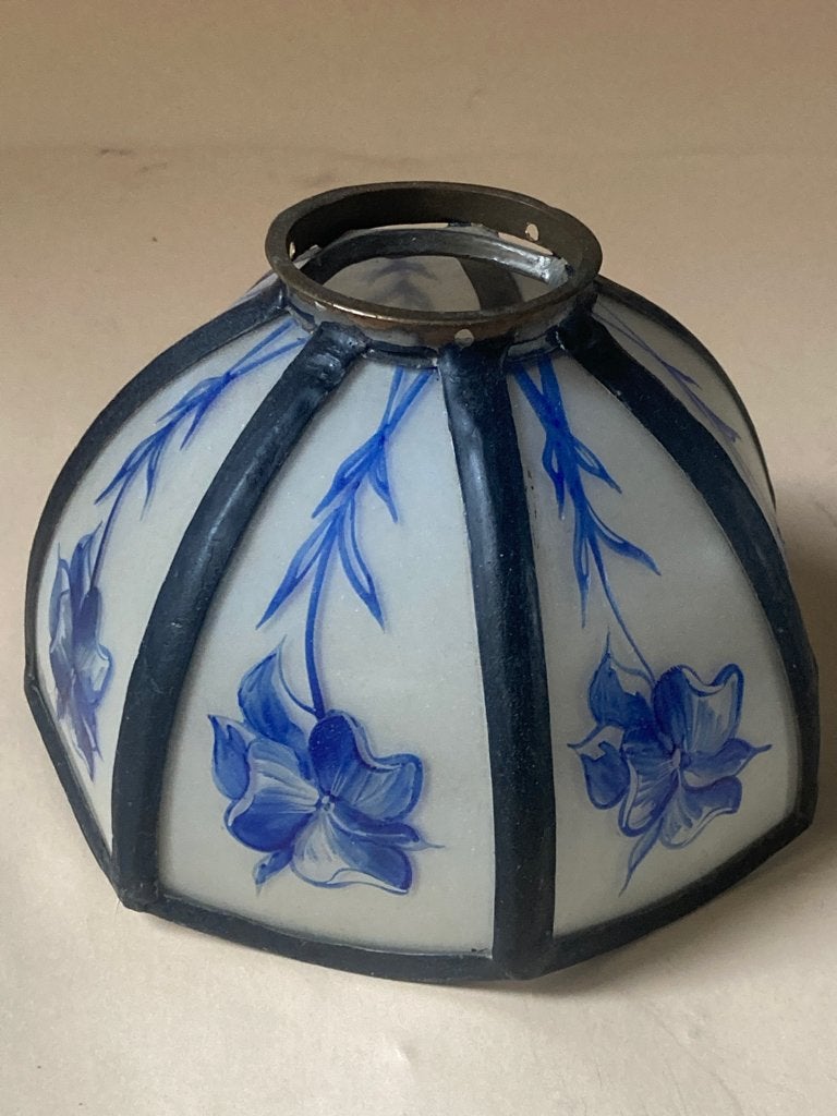 Gebrandschilderd glas in lood lampkapje, Antiek en Kunst, Ophalen of Verzenden