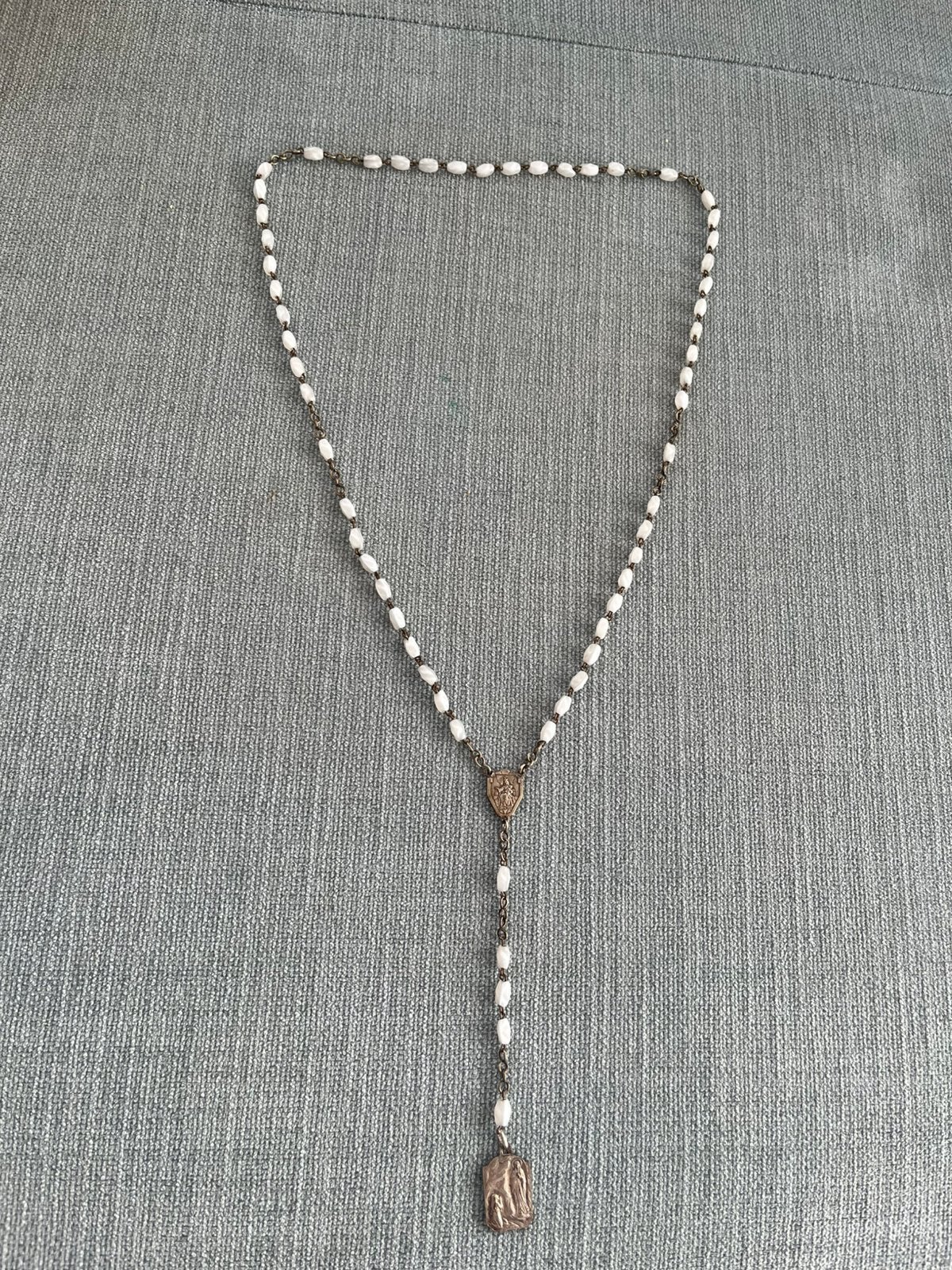Rozenkrans vintage ketting zilver Katholiek Religie Geloof, Ophalen of Verzenden, Zo goed als nieuw, Sieraad