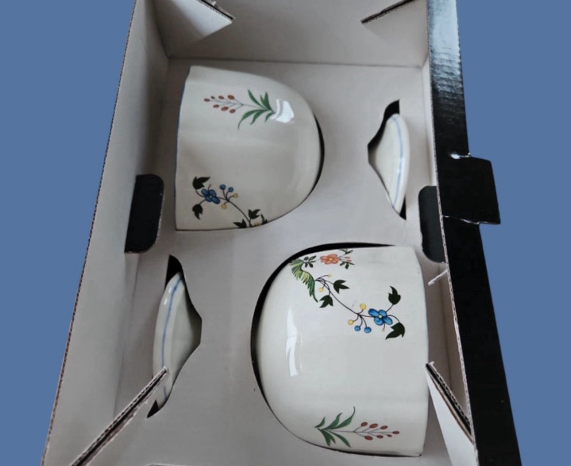 2 goblets faiencerie Gien France Oiseaux de Paradis, Huis en Inrichting, Keuken | Servies, Verzenden, Zo goed als nieuw, Glas