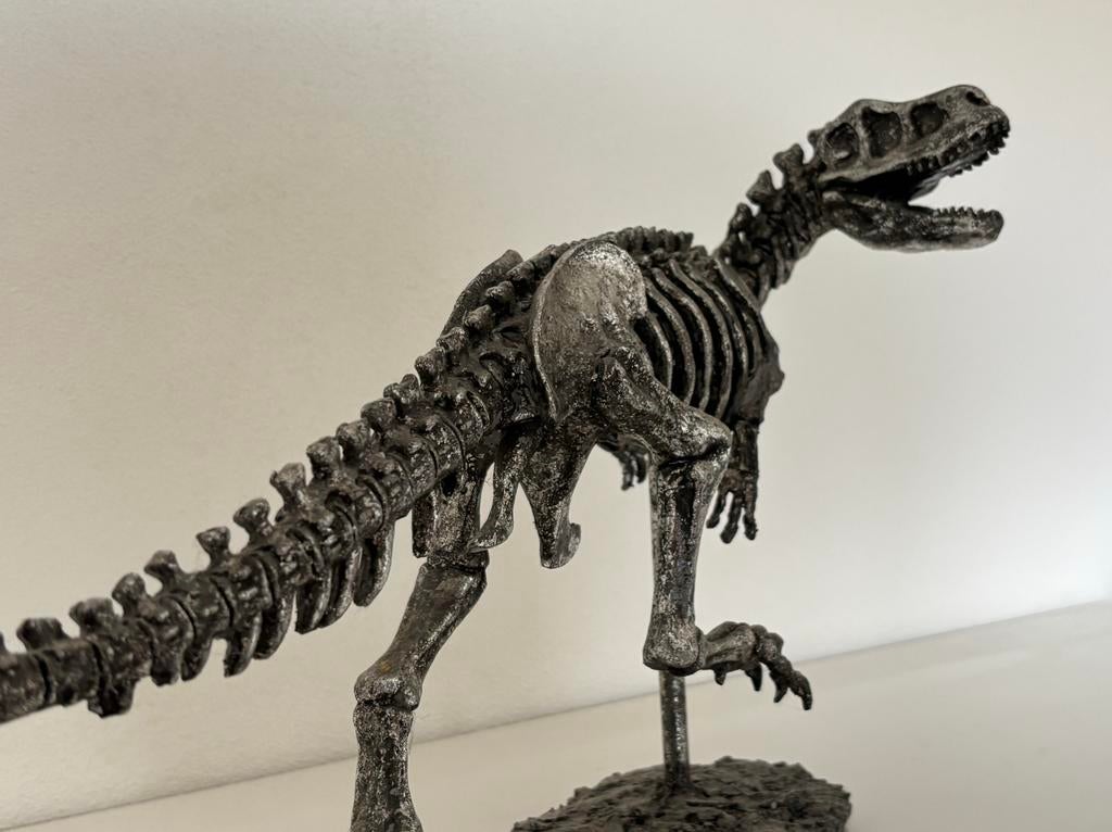 Tyrannosaurus Rex skelet replica zilverkleur hars, Ophalen of Verzenden, Overige typen