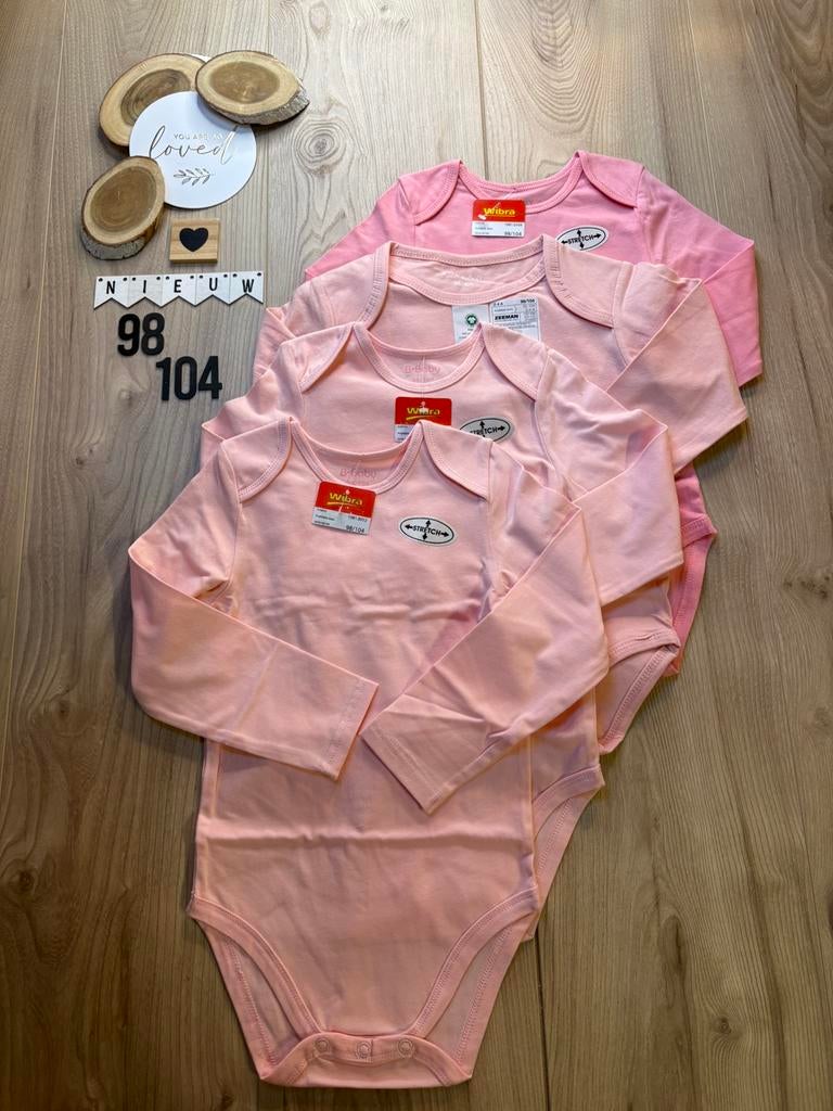 Meisje 4x lange mouw romper licht roze, roze maat 98/104, Ophalen of Verzenden, Nieuw, Meisje, Nacht- of Onderkleding