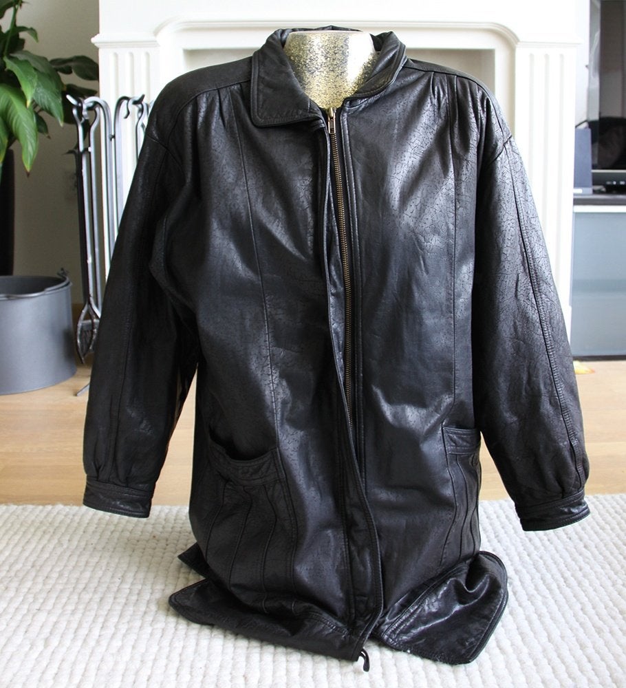 Mooie Vintage Leren Canda Jas (M) € 35,-, Maat 38/40 (M), Zwart, Ophalen of Verzenden, Zo goed als nieuw