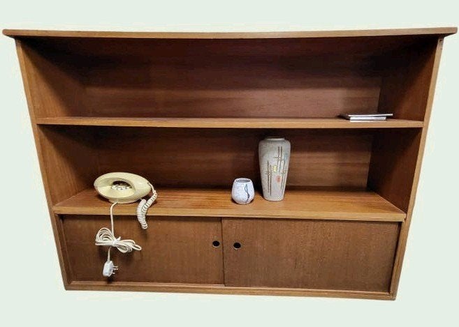 Vintage Teakhouten Boekenkast met Schuifdeuren, Huis en Inrichting, Ophalen, Gebruikt, Onbekend, Onbekend