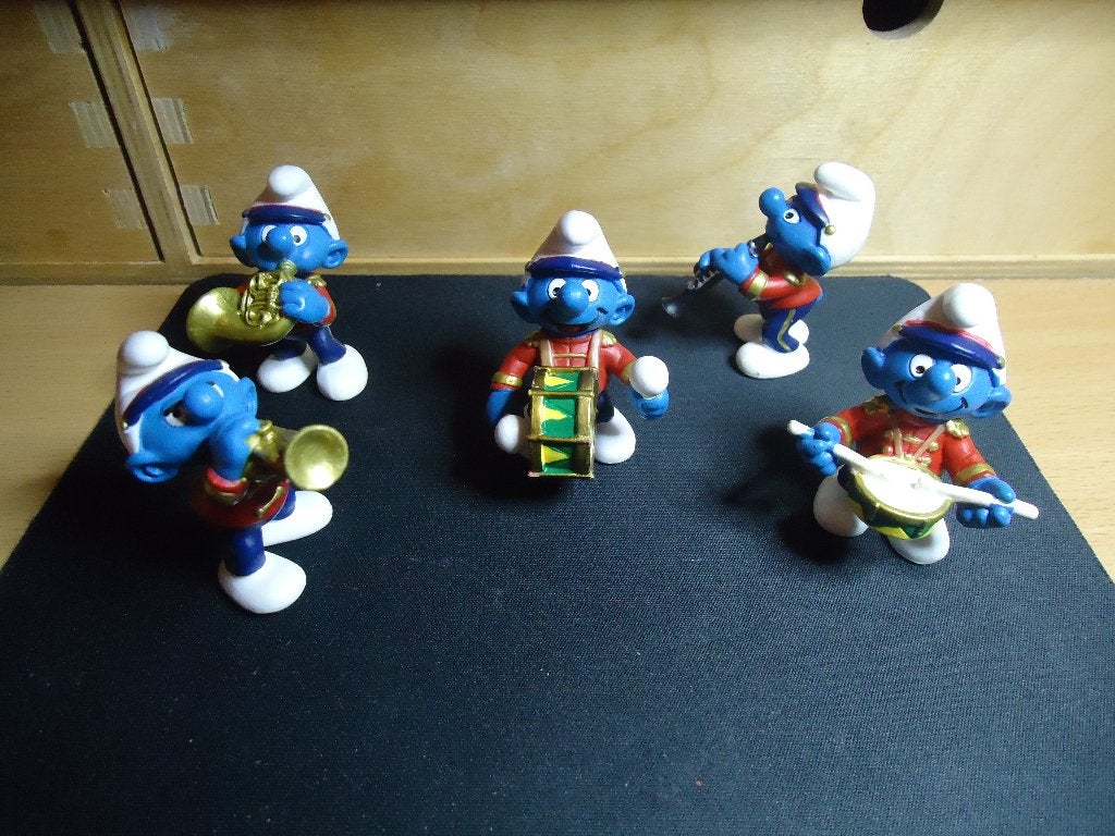 5 fanfare smurfen, Ophalen, Zo goed als nieuw, Verschillende Smurfen, Poppetje, Figuurtje of Knuffel