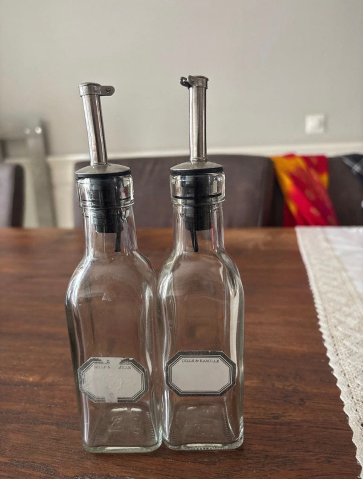 Olieflessen - set van 2, Overige typen, Ophalen, Gebruikt, Glas