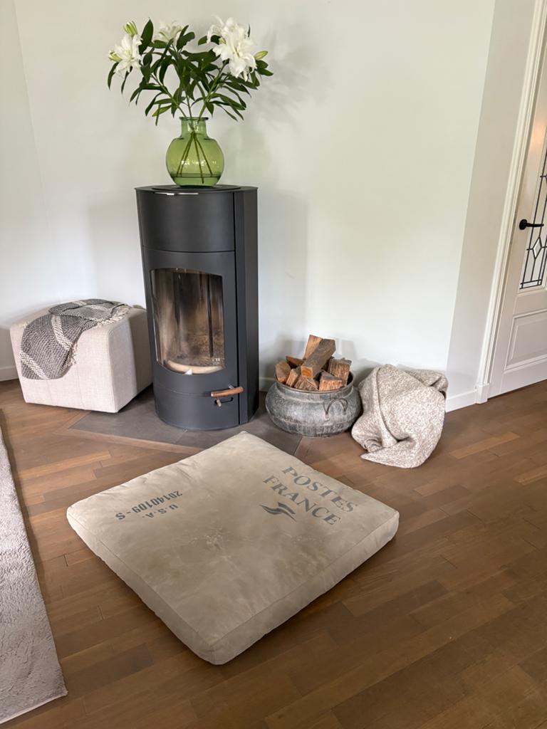 Groot Sierkussen Vloerkussen Hondenkussen 90x90, Huis en Inrichting, Woonaccessoires | Overige, Gebruikt, Textiel, Beige, Vintage