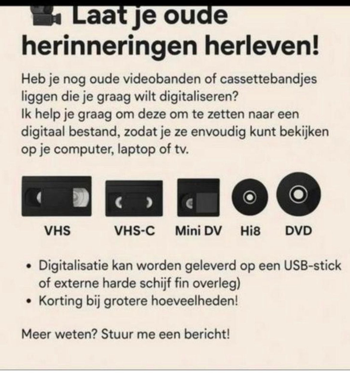 Videobanden Digitaliseren, Mini dv, 20x of meer, Nieuw, Ophalen of Verzenden