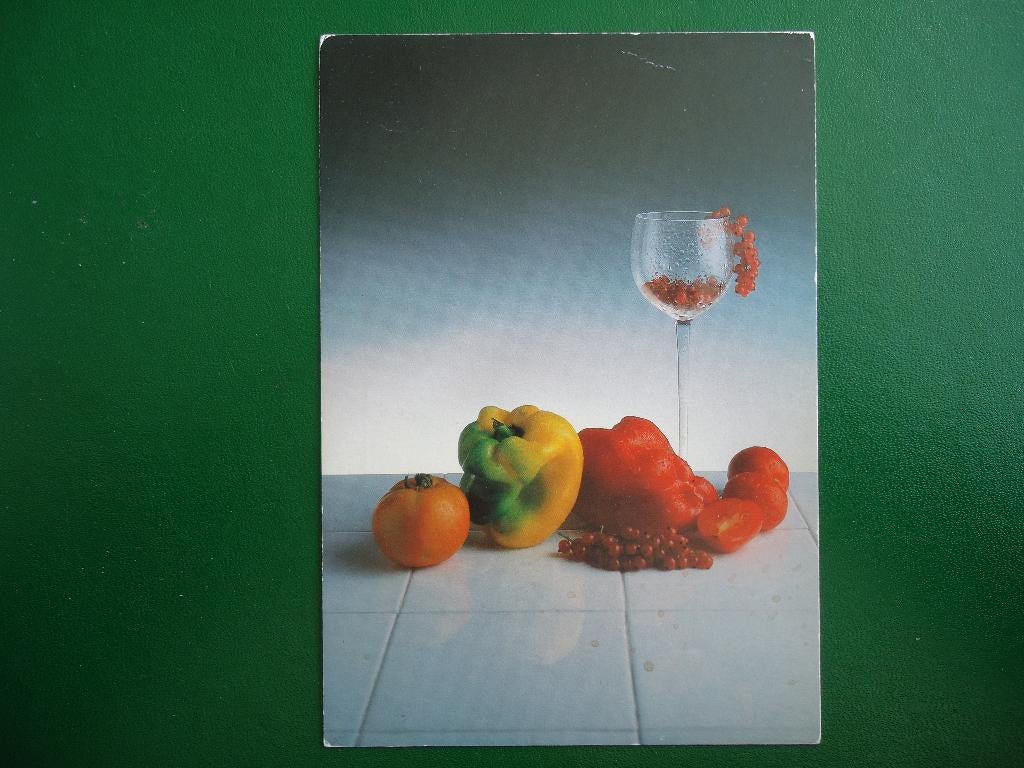 (1083) Kaart: Fruit en een glas, Verzamelen, Ansichtkaarten | Themakaarten, Verzenden, 1980 tot heden, Gelopen, Overige thema's