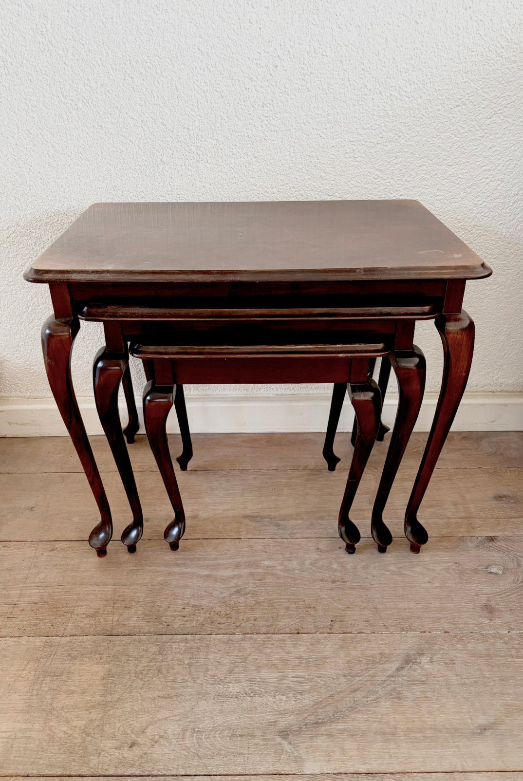 Vintage set 3 nesttafels in Queen Anne stijl, Ophalen