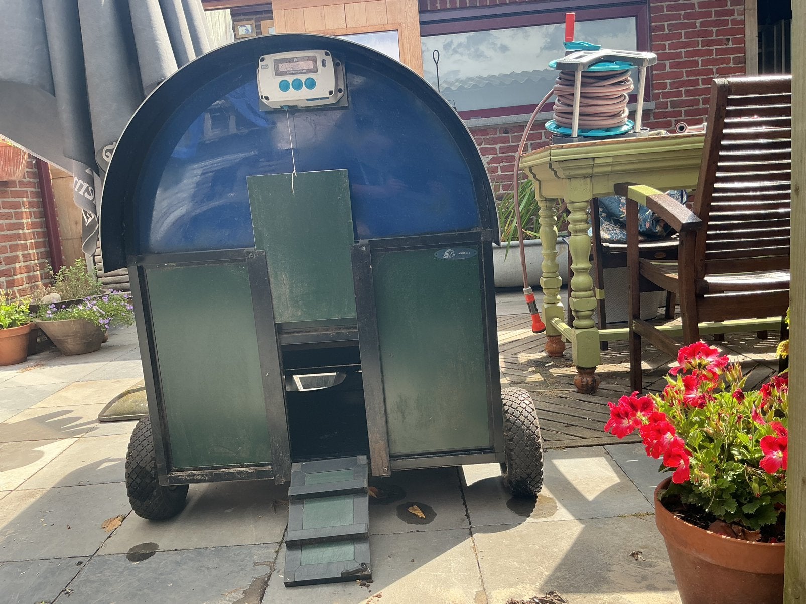 Aluminium/kunstof verrijdbaar kippenhok, Dieren en Toebehoren, Ophalen, Gebruikt, Kippenhok of Kippenren