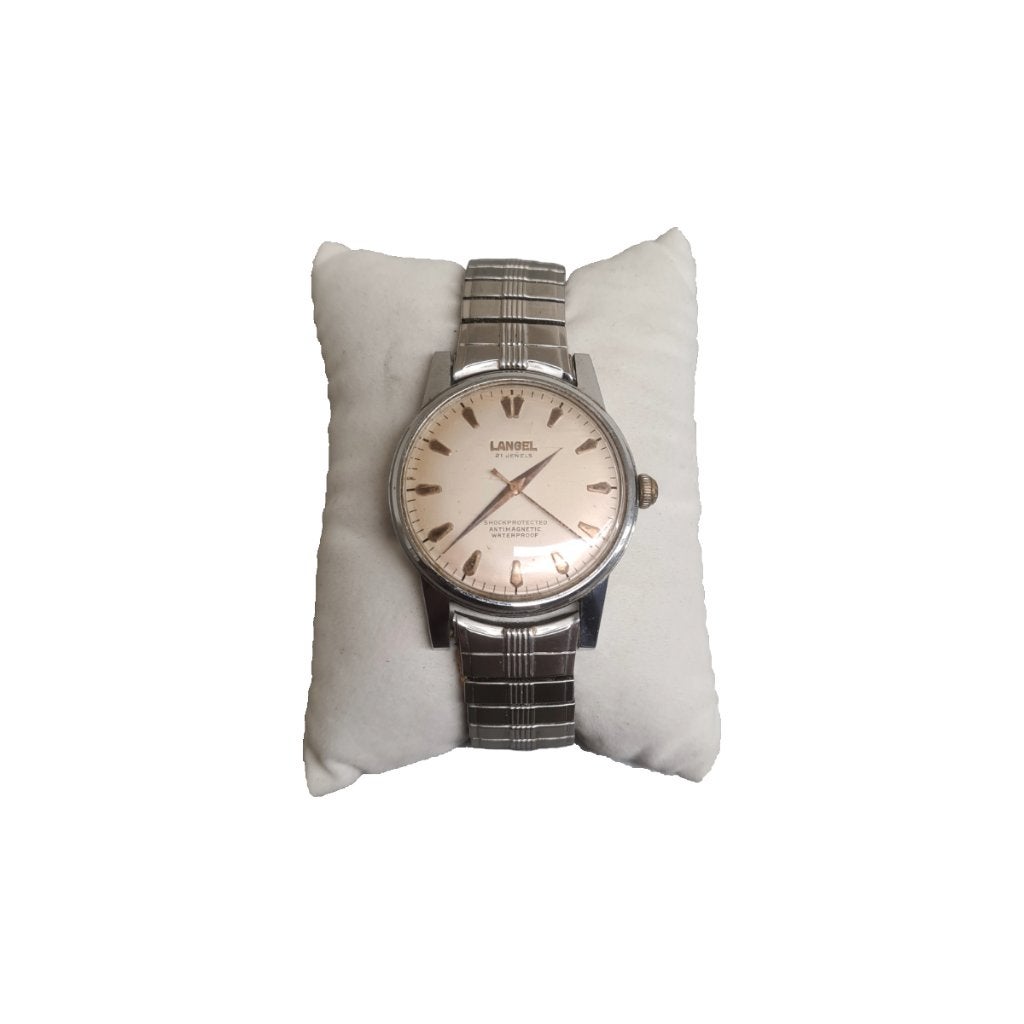 Vintage Langel 21 Jewels horloge, Overige merken, Staal, Met bandje, Polshorloge