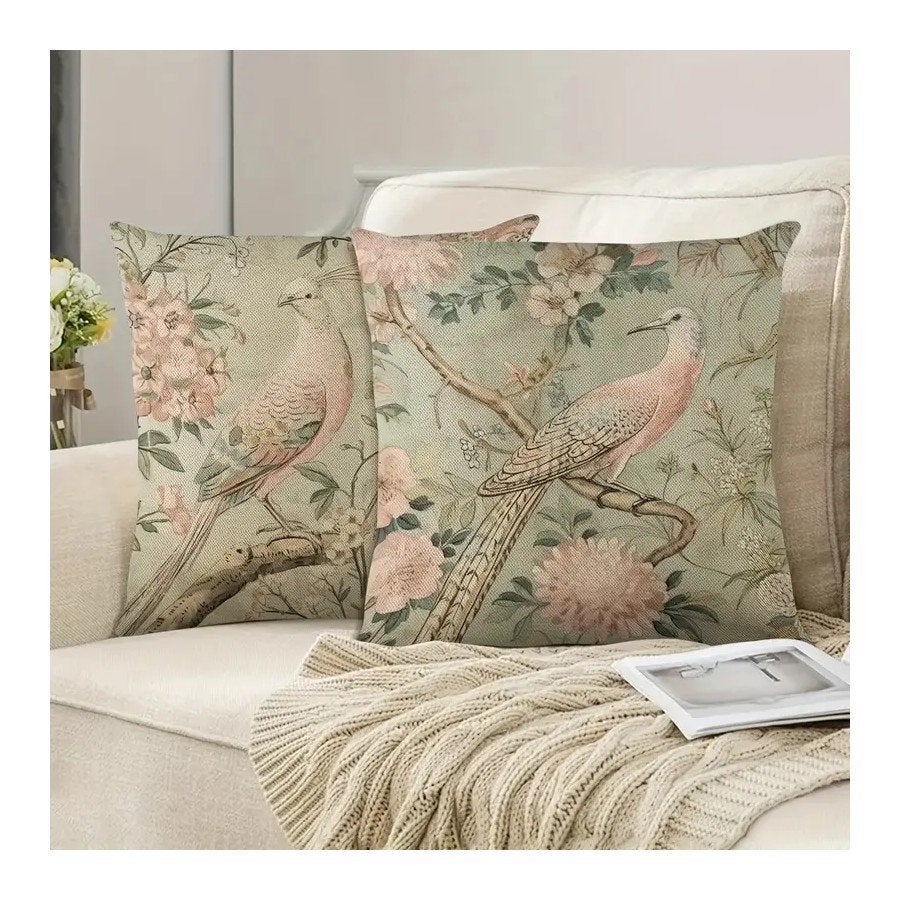Set van 2 kussenhoezen VINTAGE VOGEL ca 45 x 45 cm, Meerkleurig, Vierkant, Nieuw, Ophalen of Verzenden