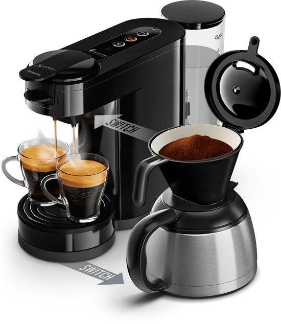 Senseo Switch 2-in-1 Koffiezetapparaat & Koffiemachine, Afneembaar waterreservoir, Gebruikt, 10 kopjes of meer, Gemalen koffie