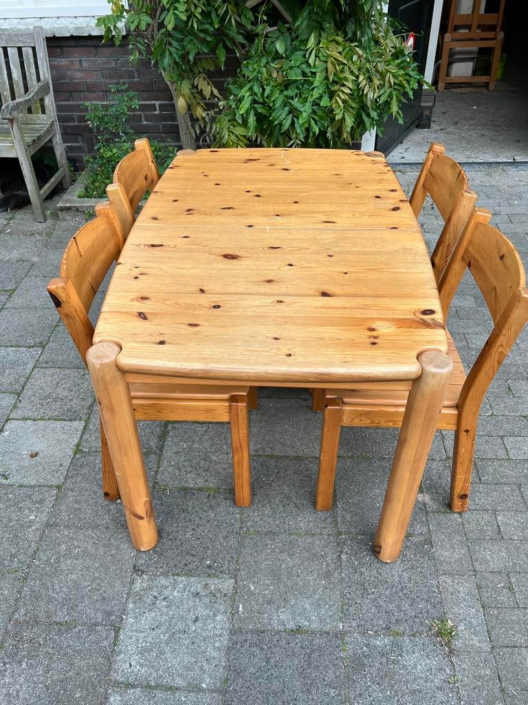 Vintage grenen pine scandinavisch eettafel stoelen Daumiller, Ophalen, Gebruikt, Vintage, 4 tot 6 stoelen