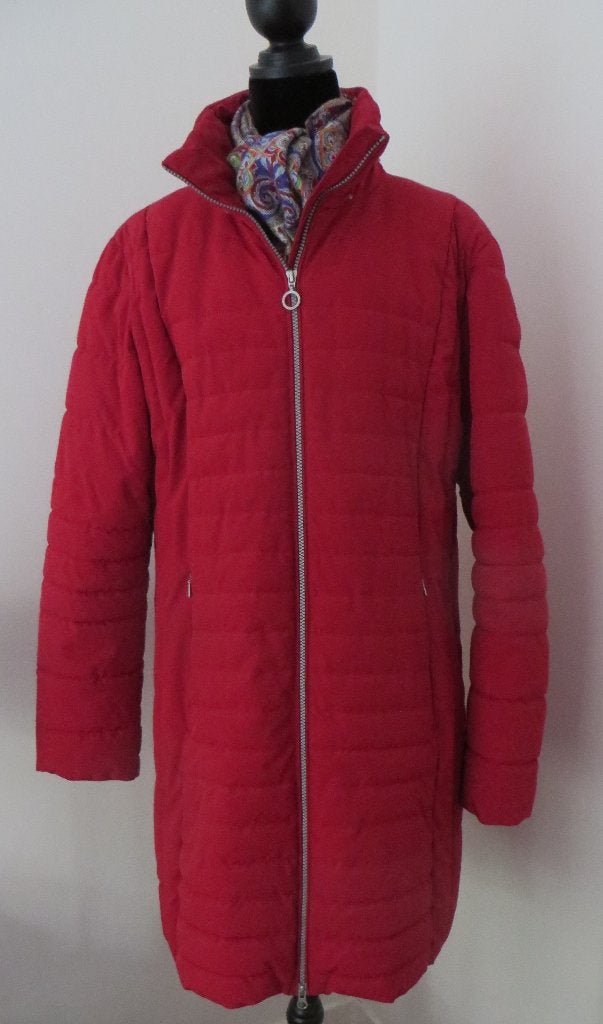 LUHTA I Gewatteerde Lange Jas I Mt 44/46 I Warme kleur Rood, Luhta, Maat 46/48 (XL) of groter, Ophalen of Verzenden, Zo goed als nieuw