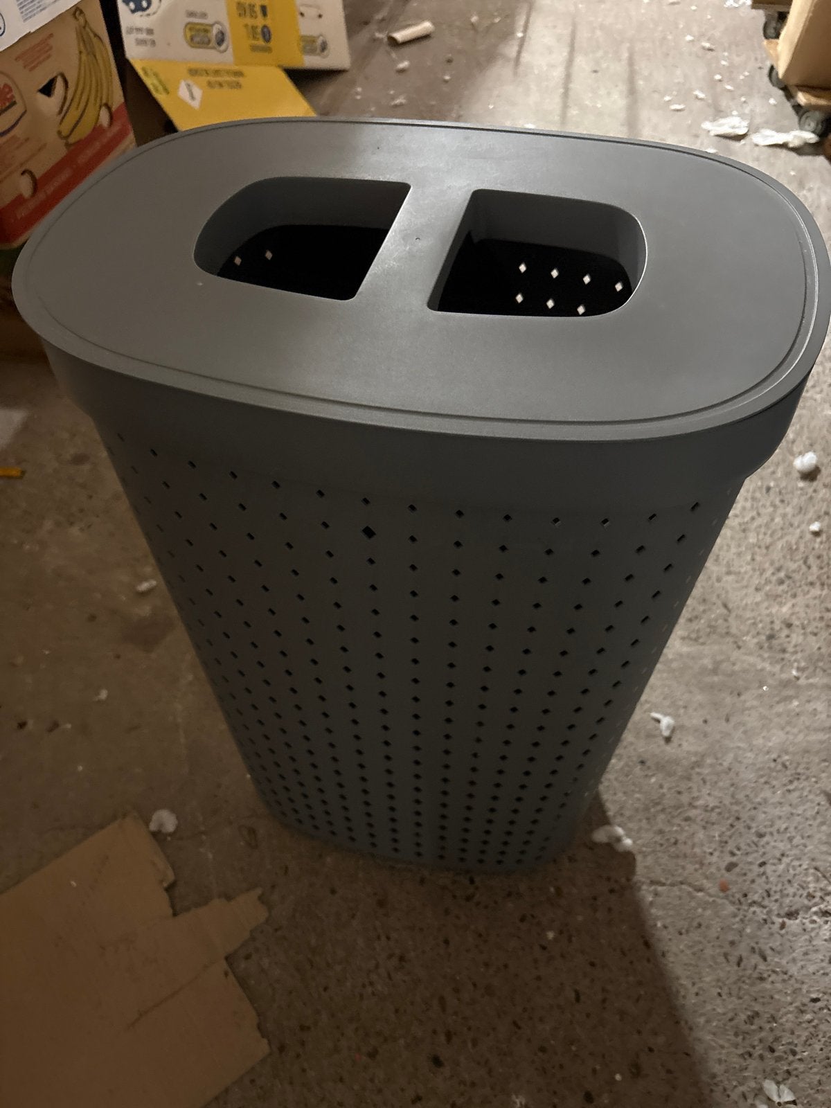 Grijze wasmand met drksel, Ophalen, Gebruikt, Kunststof, Modern