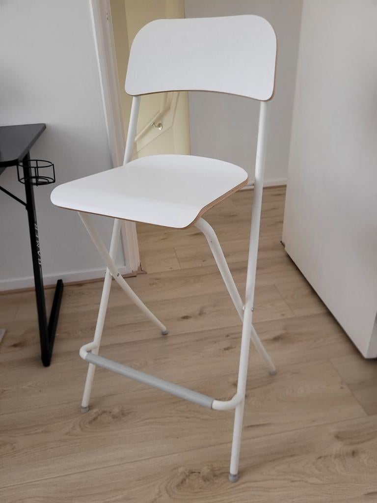 Witte opvouwbare barkruk met rugleuning, Ophalen of Verzenden