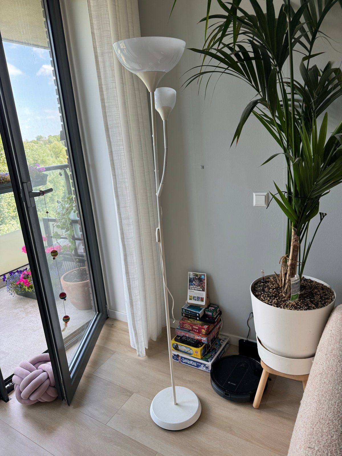 IKEA Staande Lamp met Leeslamp - Wit, Ophalen, E27 (groot), Zo goed als nieuw, Metaal