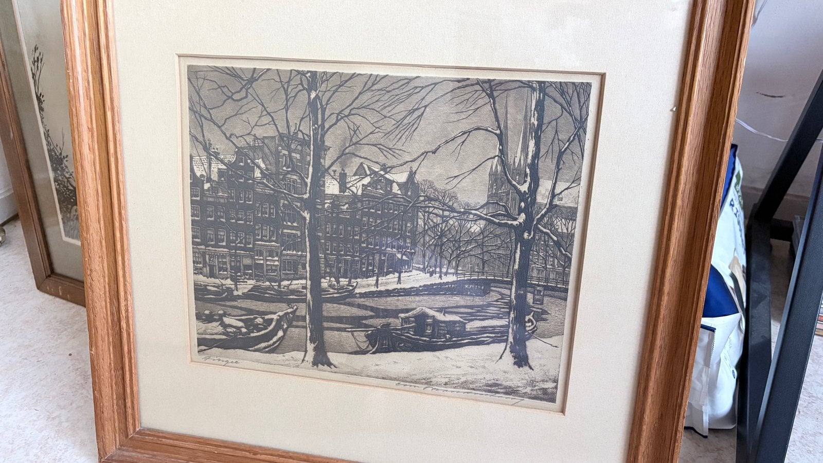 Cornelis Brandenburg - Amsterdam - Singel, Antiek en Kunst, Ets, Stadsgezicht, Ophalen of Verzenden, 45 cm