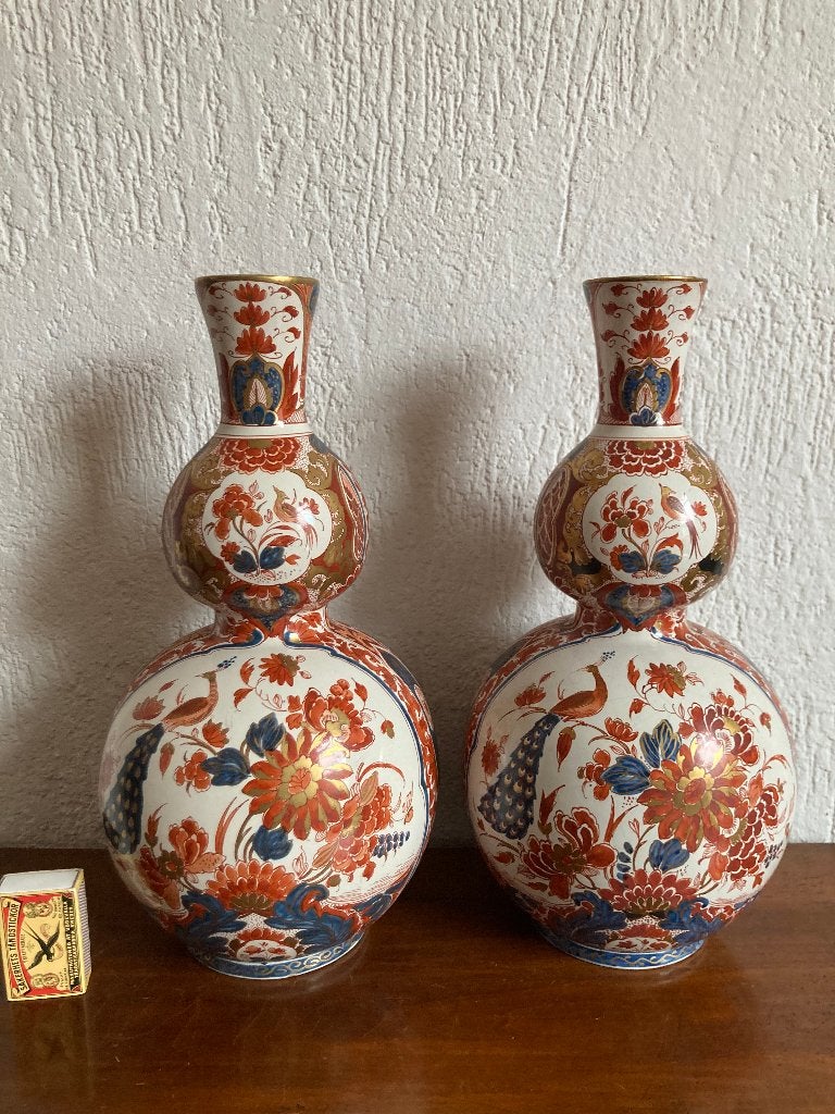 Twee antieke Japanse porseleinen Imari vazen pronkvaas, Ophalen of Verzenden