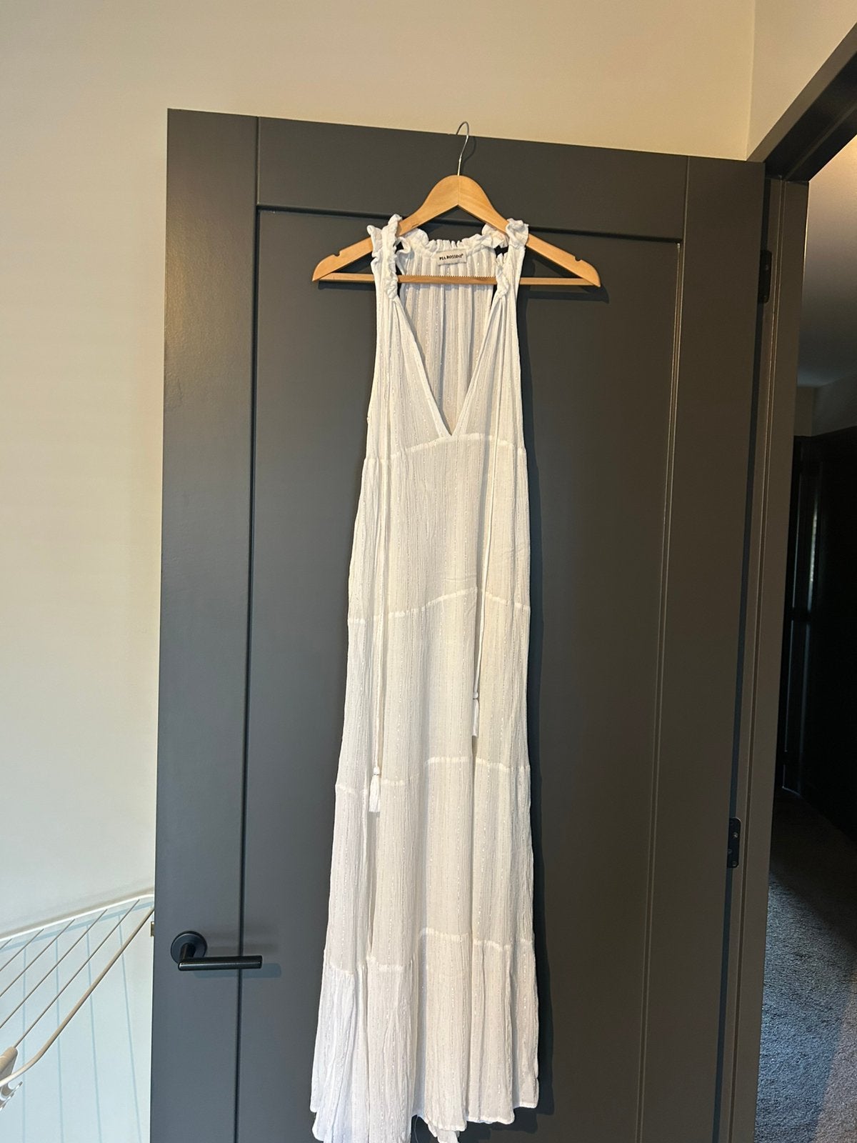 Lange witte semi transparante jurk van Pia Rossini te koop, Verzenden, Wit, Maat 42/44 (L), Zo goed als nieuw
