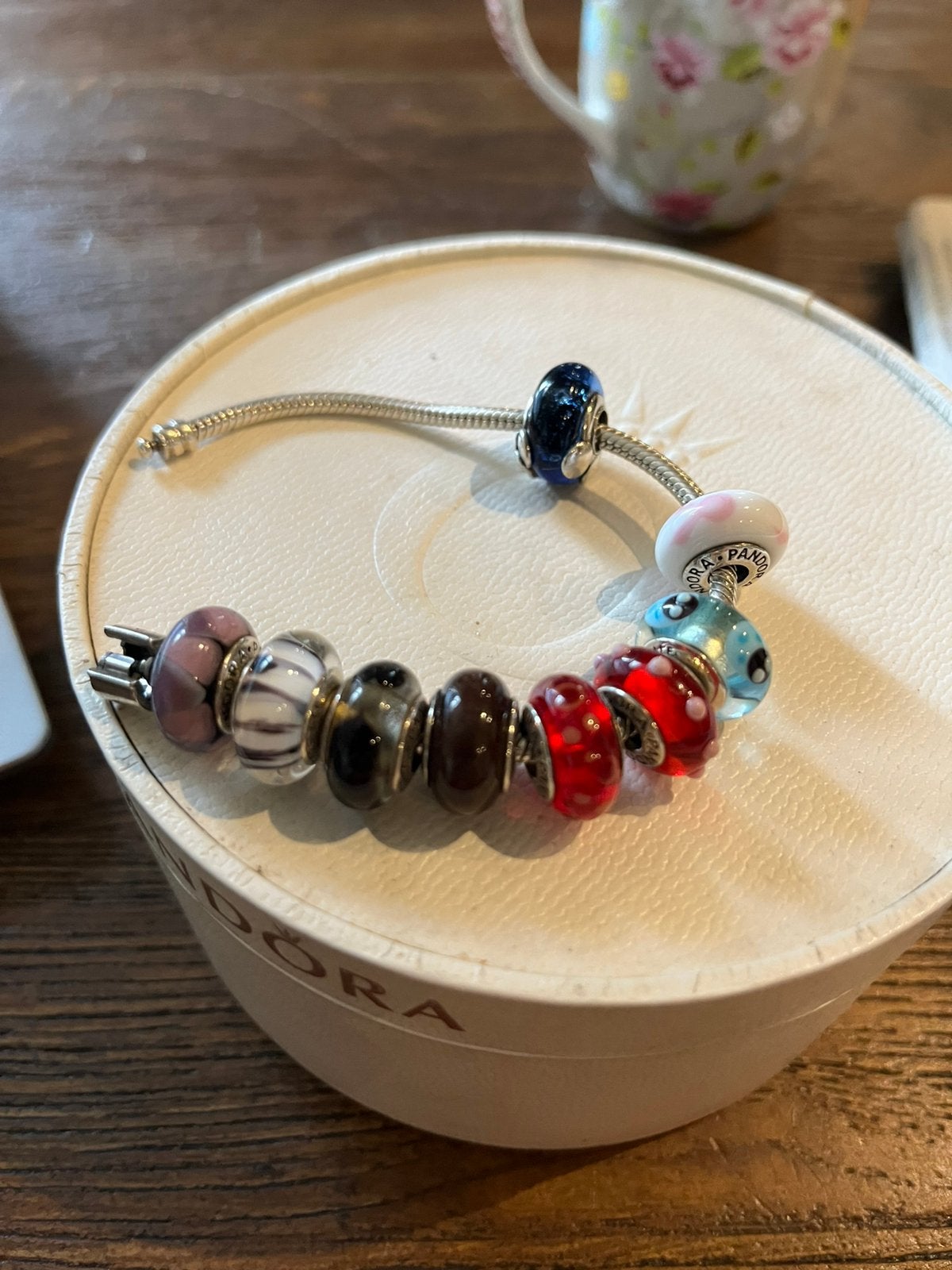 Pandora glasbedels de laatsten., Sieraden, Tassen en Uiterlijk, Ophalen of Verzenden, Zo goed als nieuw, Zilver, Pandora