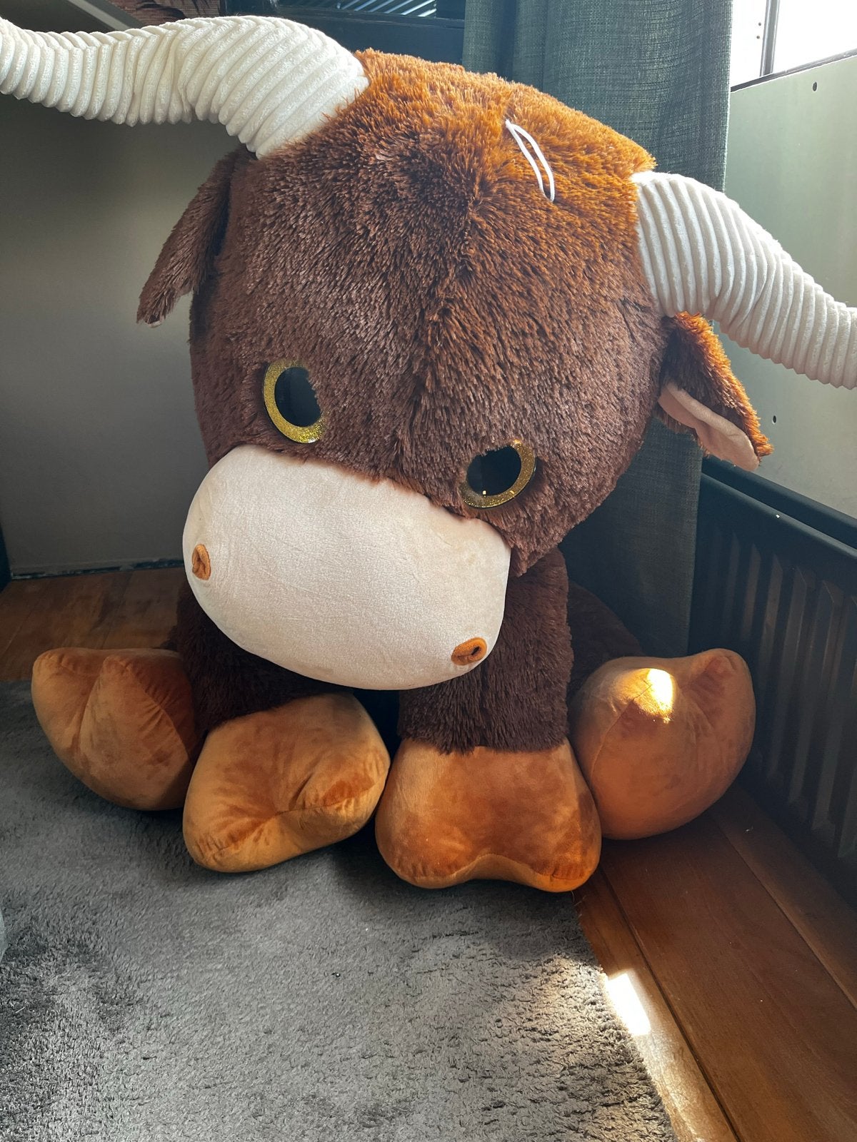 Grote knuffel stier - Bruin met witte hoorns, Ophalen, Overige merken, Overige karakters, Overige typen