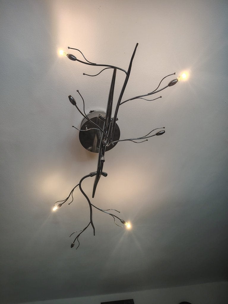 Moderne design plafondlamp chroom met takken + extra lampjes, Dimbaar, Zilver, Design, Ophalen of Verzenden