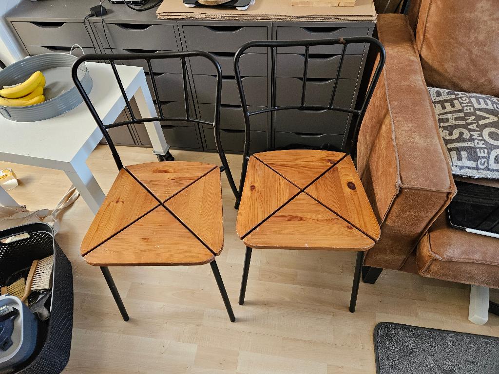 houten stoel, Ophalen, Gebruikt, Twee, Bruin