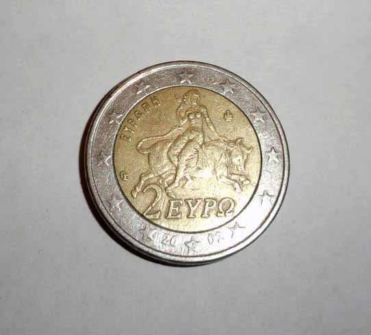 Munt 2 Euro Griekenland met S + 1 euro met Uil, Verzenden, Griekenland, 2 euro, Losse munt