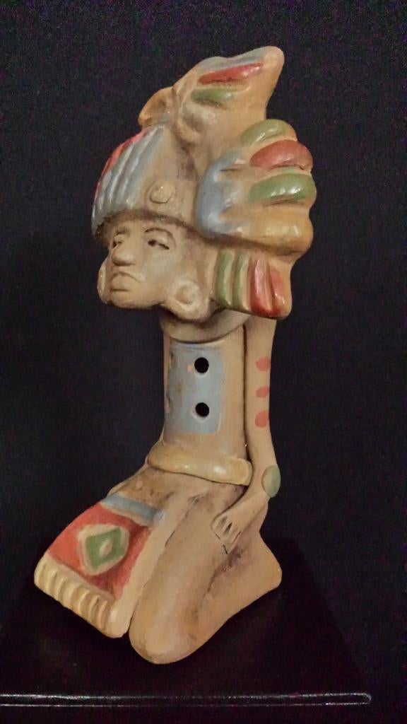 BEELDJE uit Mexico ~ AZTEKEN Cultuur ~ Aardewerk FLUIT, Ophalen of Verzenden