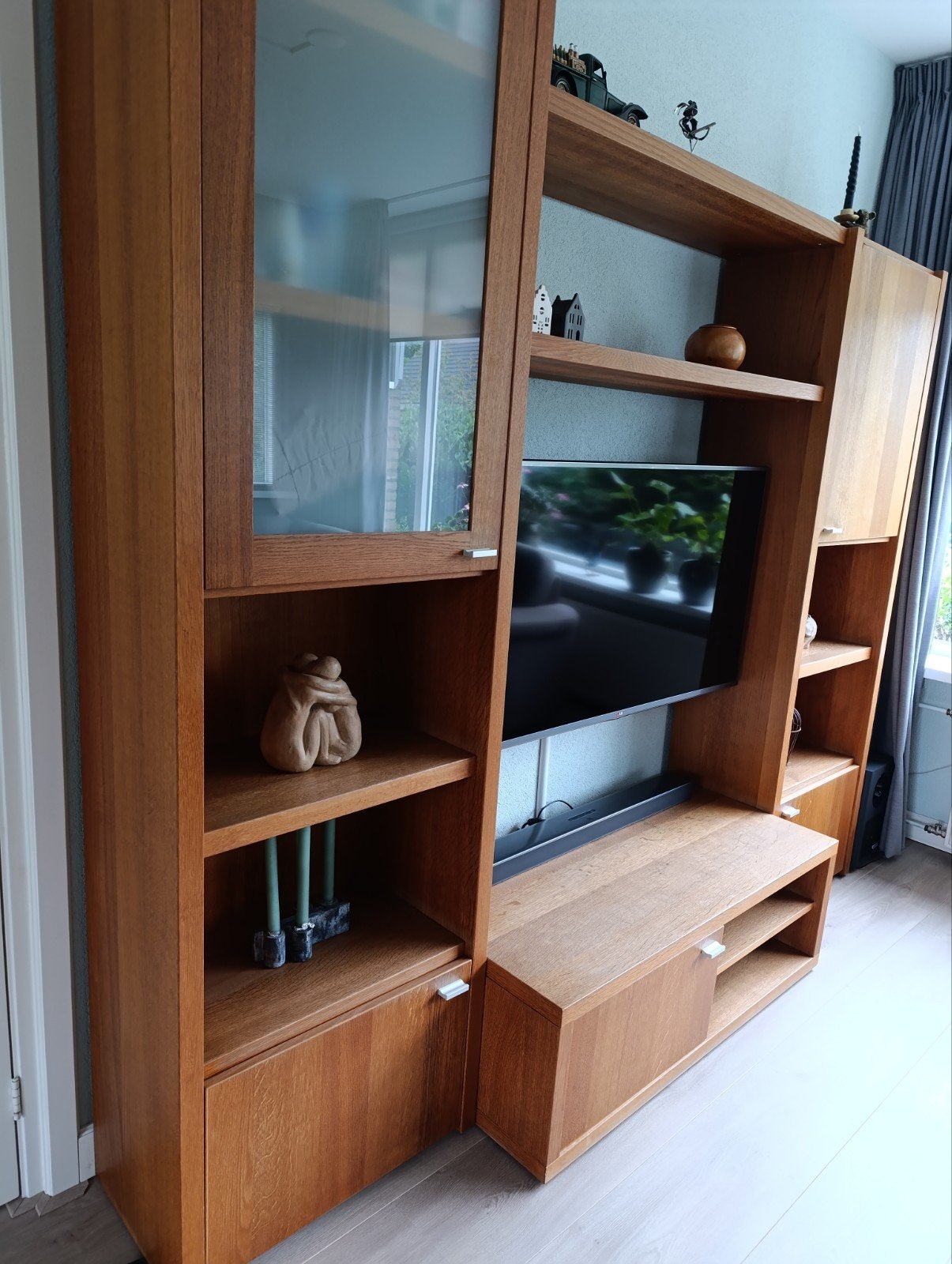 tv kast, Gebruikt, 200 cm of meer, Eikenhout, Ophalen of Verzenden