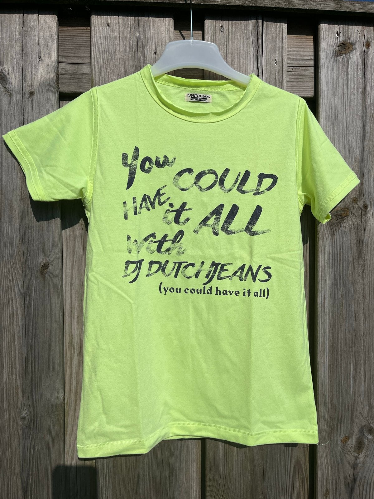 DJDutchJeans T-shirt neon geel, Ophalen of Verzenden, Zo goed als nieuw, Jongen of Meisje, Shirt of Longsleeve