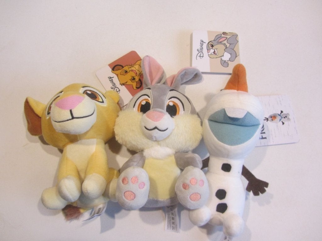 Disney knuffels met Olaf van Frozen, Stampertje en Simba., Ophalen of Verzenden, Overige figuren, Zo goed als nieuw, Beeldje of Figuurtje