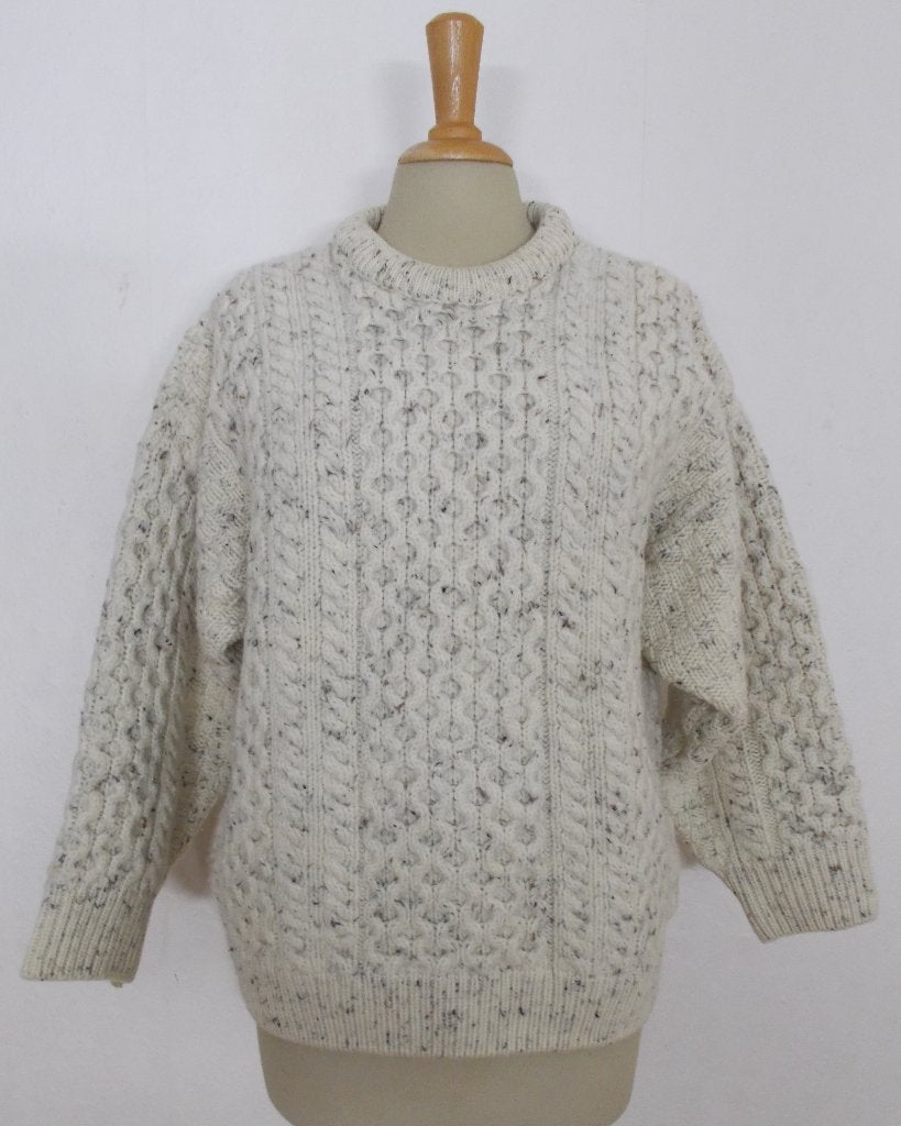 Beige dikke wollen kabel trui van Aran Crafts Ireland! L, Verzenden, Zo goed als nieuw, Maat 42/44 (L), Beige