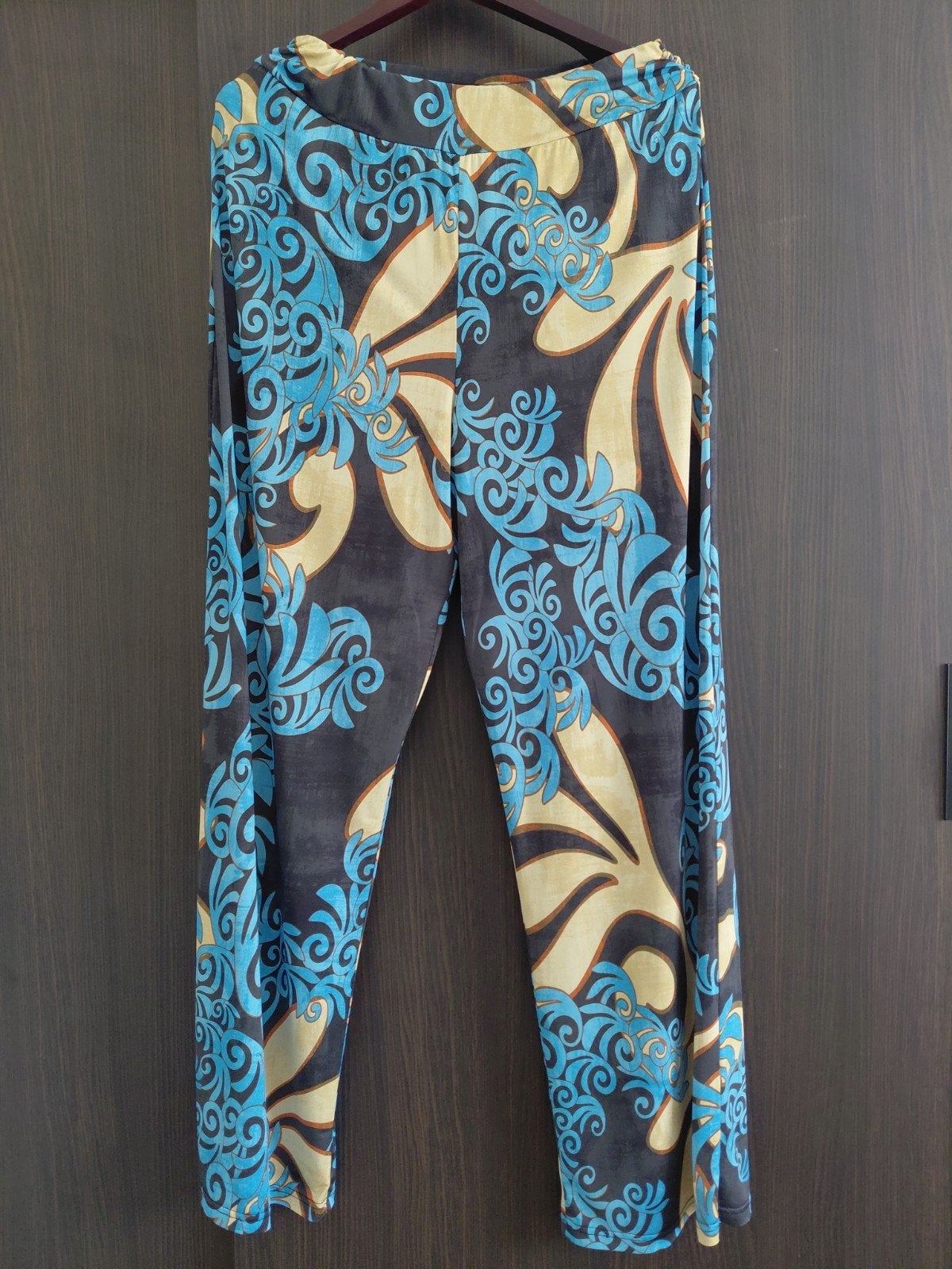 Batida Wide Leg Broek met Turquoise en Beige Dessin, Meerkleurig, Maat 42/44 (L), Ophalen of Verzenden, Zo goed als nieuw