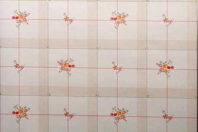 12473 Vintage keukenbehang met fruit ruitdessin swiet, Verzenden, 10 tot 25 m², Rood