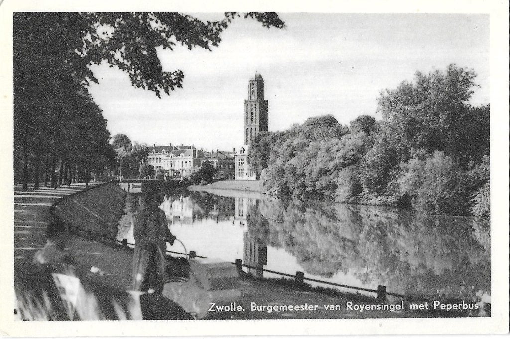AK Zwolle - Burgemeester van Royensingel met Peperbus, Verzamelen, Ophalen of Verzenden, 1940 tot 1960, Gelopen, Overijssel