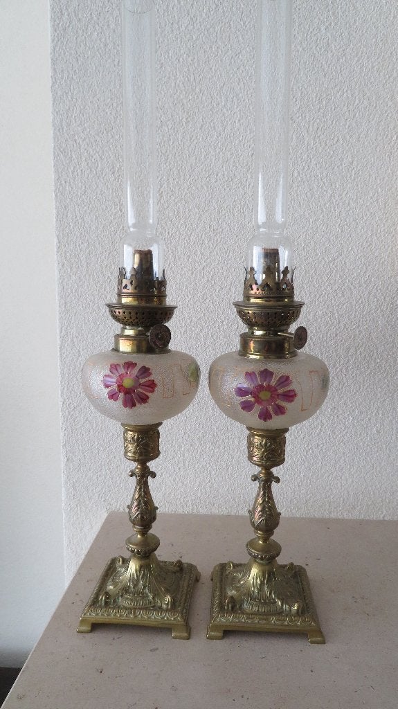Antieke staande olielampen, Antiek en Kunst, Antiek | Lampen, Ophalen of Verzenden
