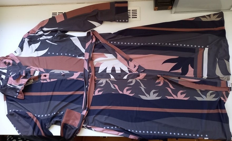 ZOSO mooie bruin roze zwarte jurk, maat L, 42-44, Bruin, Verzenden, Maat 42/44 (L), Zo goed als nieuw