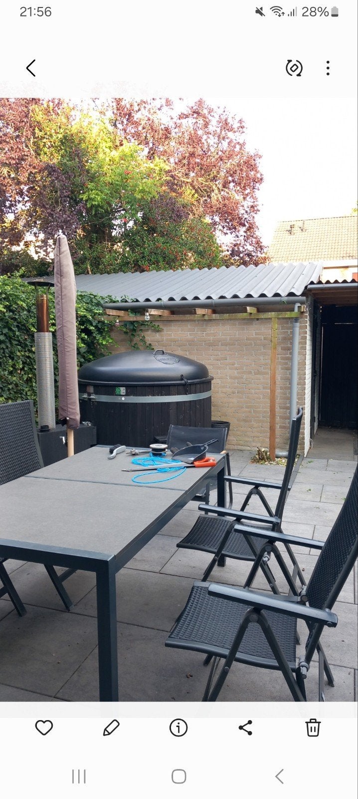 4 comfortabele tuinstoelen, Ophalen of Verzenden, Gebruikt, Metaal, Stapelbaar