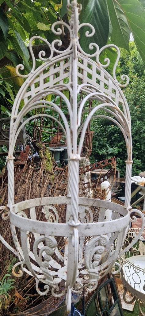 Prachtige smeedijzeren plantenhanger (brocante), Gebruikt, Minder dan 60 cm, Rond, Ophalen of Verzenden
