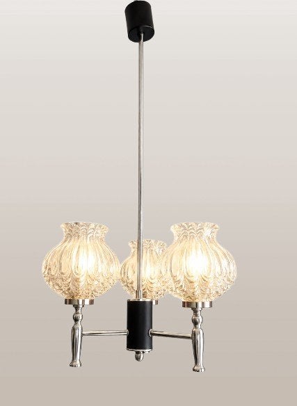 Vintage Deense hanglamp met glazen kappen, Ophalen of Verzenden, Gebruikt, Glas, Vintage Deens
