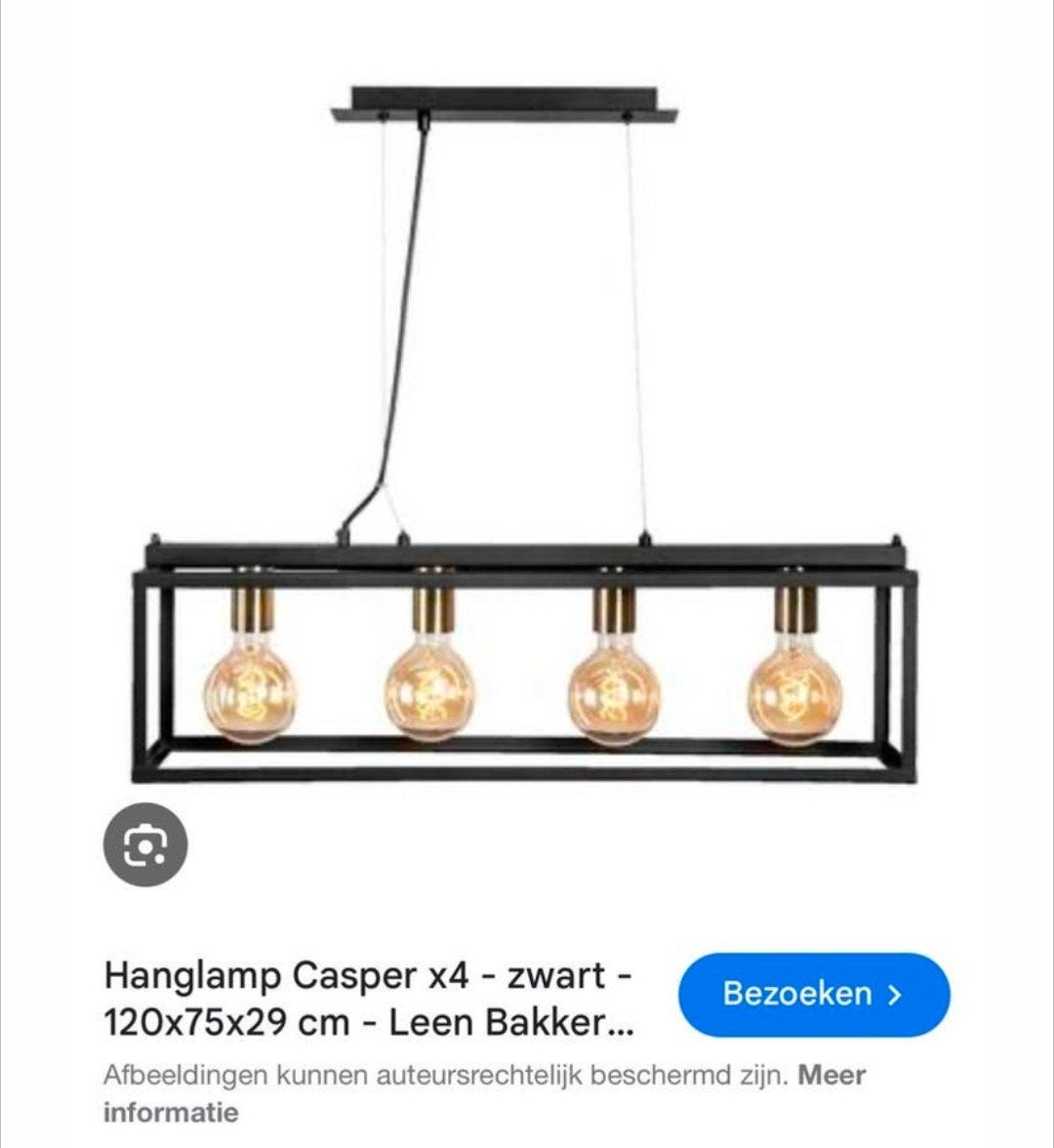 Hanglamp Casper x4 Zwart - Leen Bakker, Ophalen of Verzenden, Zo goed als nieuw, Industrieel, Metaal