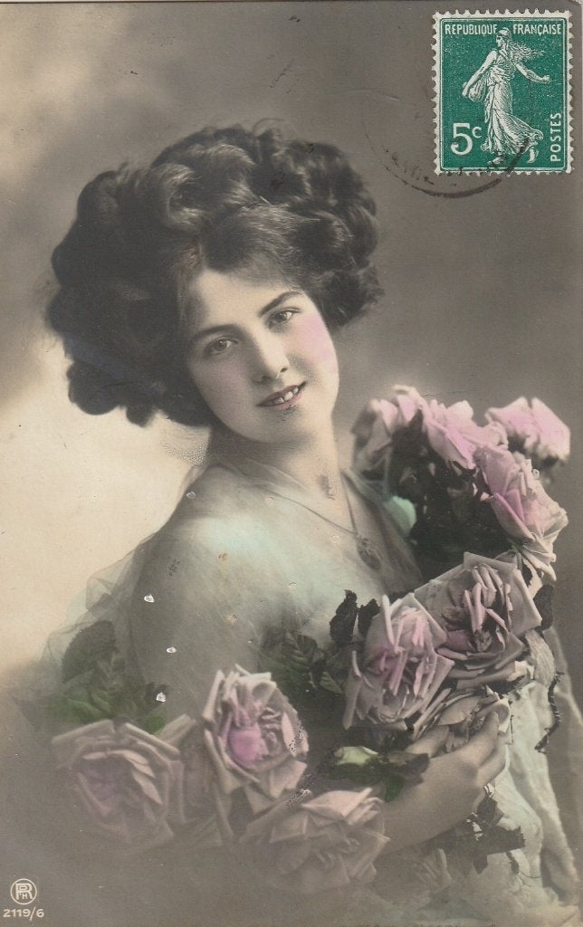 MEISJE JURK ROZEN UIT 1910 ZEER MOOI OUDE KAART KO614, Ophalen of Verzenden, Voor 1920, Gelopen, Overige thema's