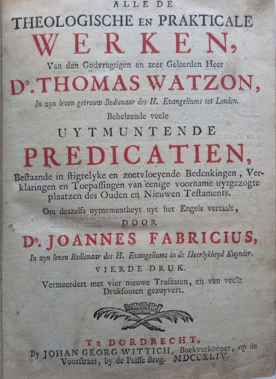 Thomas Watson, Alle de Werken 1744, Boeken, Godsdienst en Theologie, Ophalen of Verzenden