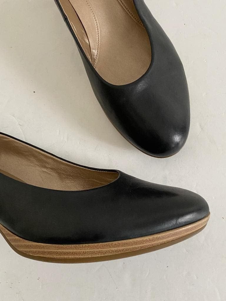 K71 Gabor maat 39 leren pumps schoenen hak leer zwart/bruin, Kleding | Dames, Schoenen, Zwart, Gabor, Ophalen of Verzenden, Zo goed als nieuw